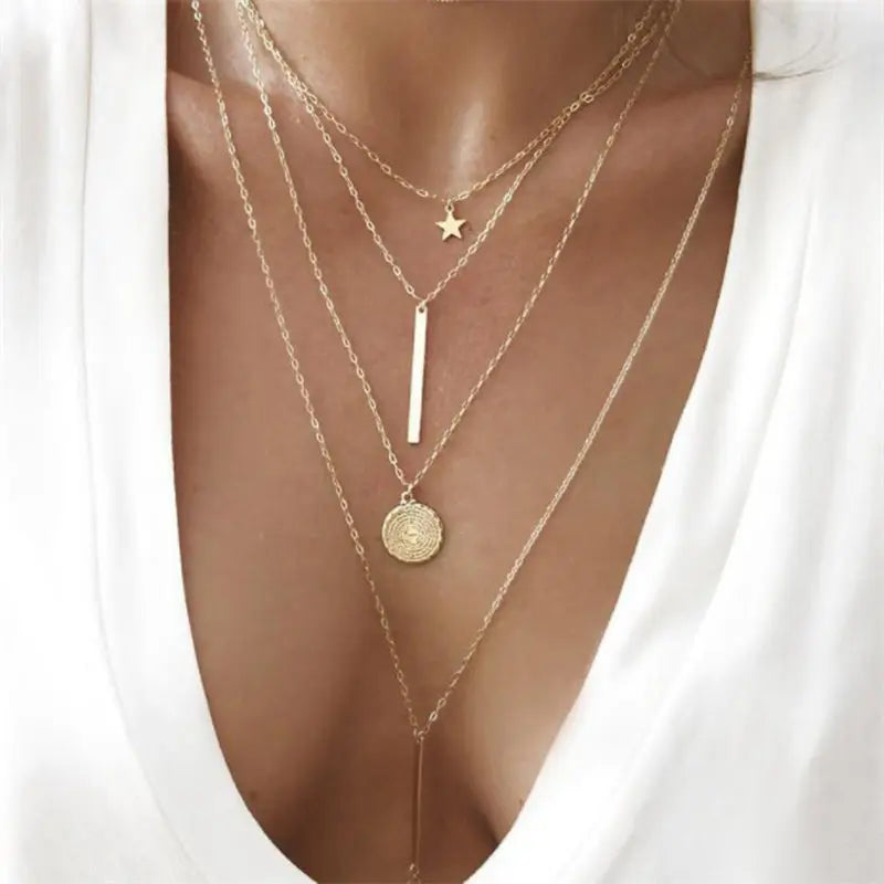 Sequins Multi Layer Long Necklaces Pendant Bohemian Pendant Necklace for Women Bijoux Jewelry Accessories