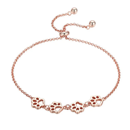 Bamoer 925 Sterling Silver Cute Pet Footprints Bracelet Cat Paw Adjustable Chain Bracelet for Women Birthday