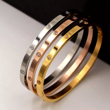 Beautiful Lovers Bracelets Woman Bracelets Stainless Steel Bangles and Bangles Cubic Zirconia Golden Woman Jewelry