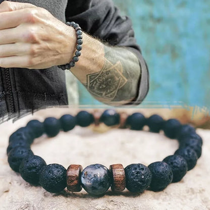 Men Bracelet Natural Moonstone Bead Tibetan Buddha Bracelet Chakra Lava Stone Diffuser Bracelets Men Jewelry