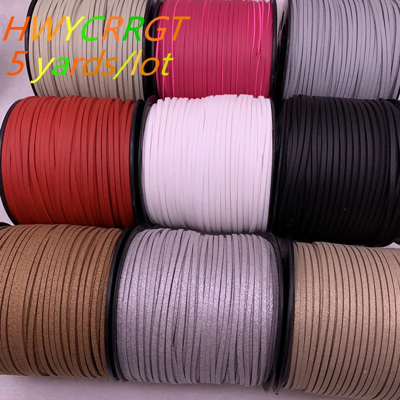 NEW 5yards/Lot 3mm Double Sided Suede Braided Cord Korean Velvet Leather Handmade Beading Bracelet Jewelry String