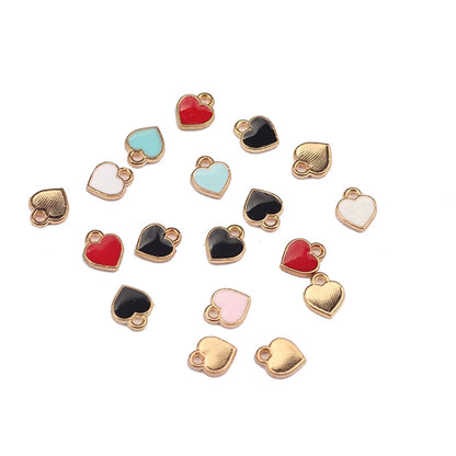 50pcs 8mm Zinc Alloy Enamel Charms Mini Sweet Heart Charms for DIY Necklaces Bracelets Jewelry Accessories