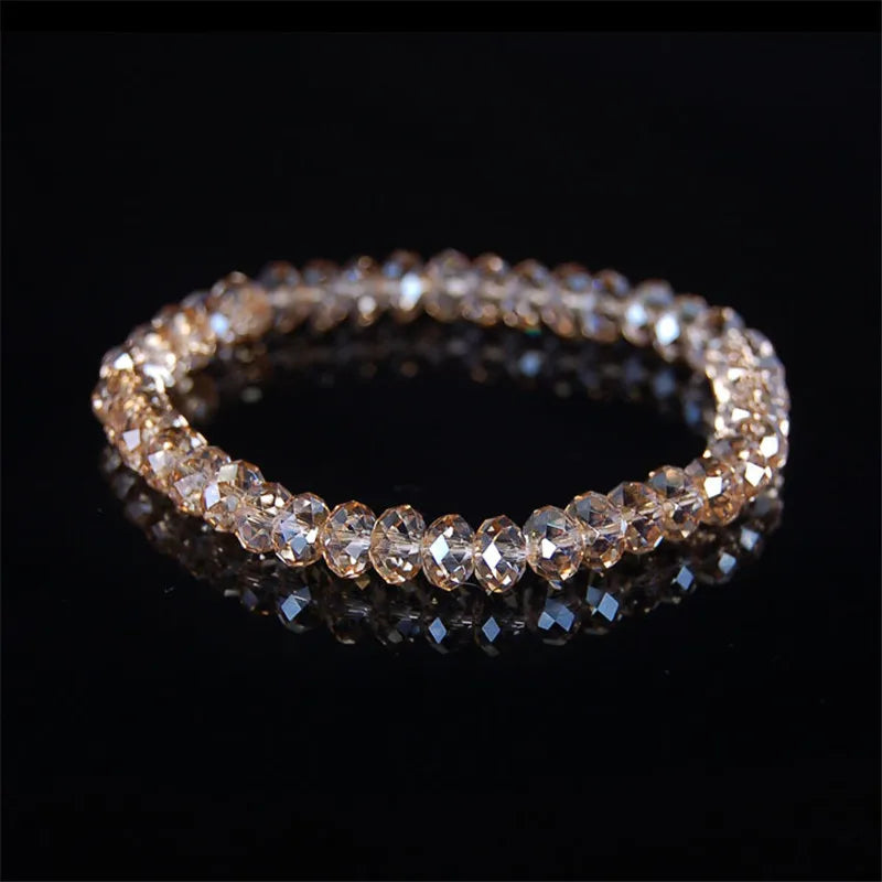 New Artificial Austria Crystal Bracelet Fashion Shiny Stone Beads Elasticity Rope Strand Bracelets for Women Jewelry