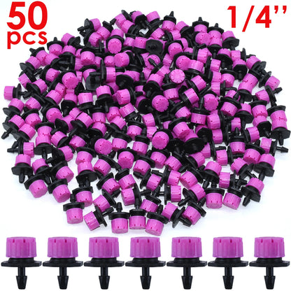 30-500pcs Adjustable 1/4 Irrigation Misting Dripper Sprinkler Emitter Micro Drip Garden Watering Tool Balcony Yard Greenhouse