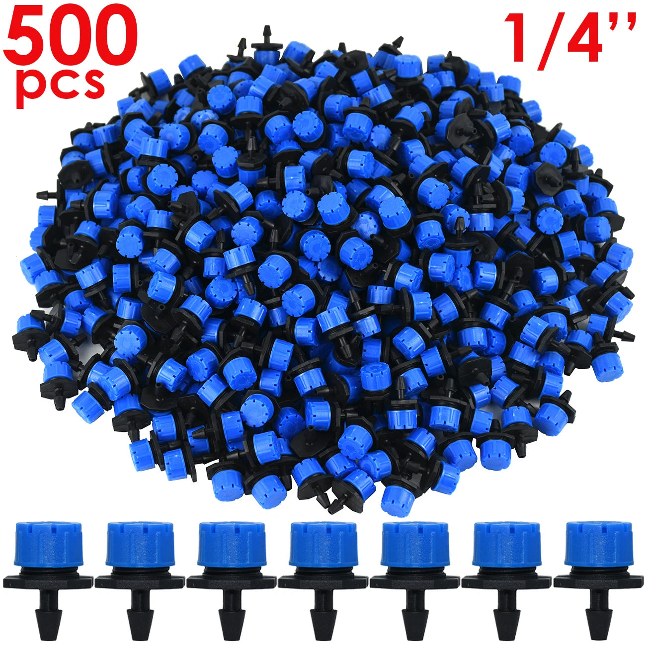 30-500pcs Adjustable 1/4 Irrigation Misting Dripper Sprinkler Head Micro Flow Drip Head Garden Watering Tool Lawn Greenhouse