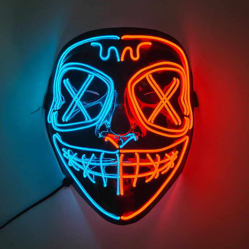 Halloween Carnival Party Costume Decoration Luminous LED Mask Halloween Mask LED Maske Light Up Party Masks for Glow Party