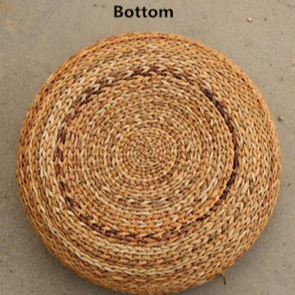Handcrafted Eco-Friendly Breathable Padded Knitted Straw Seat Cushion Banana Bark Pouf Ottoman Floor Seating Tatami Furniture
