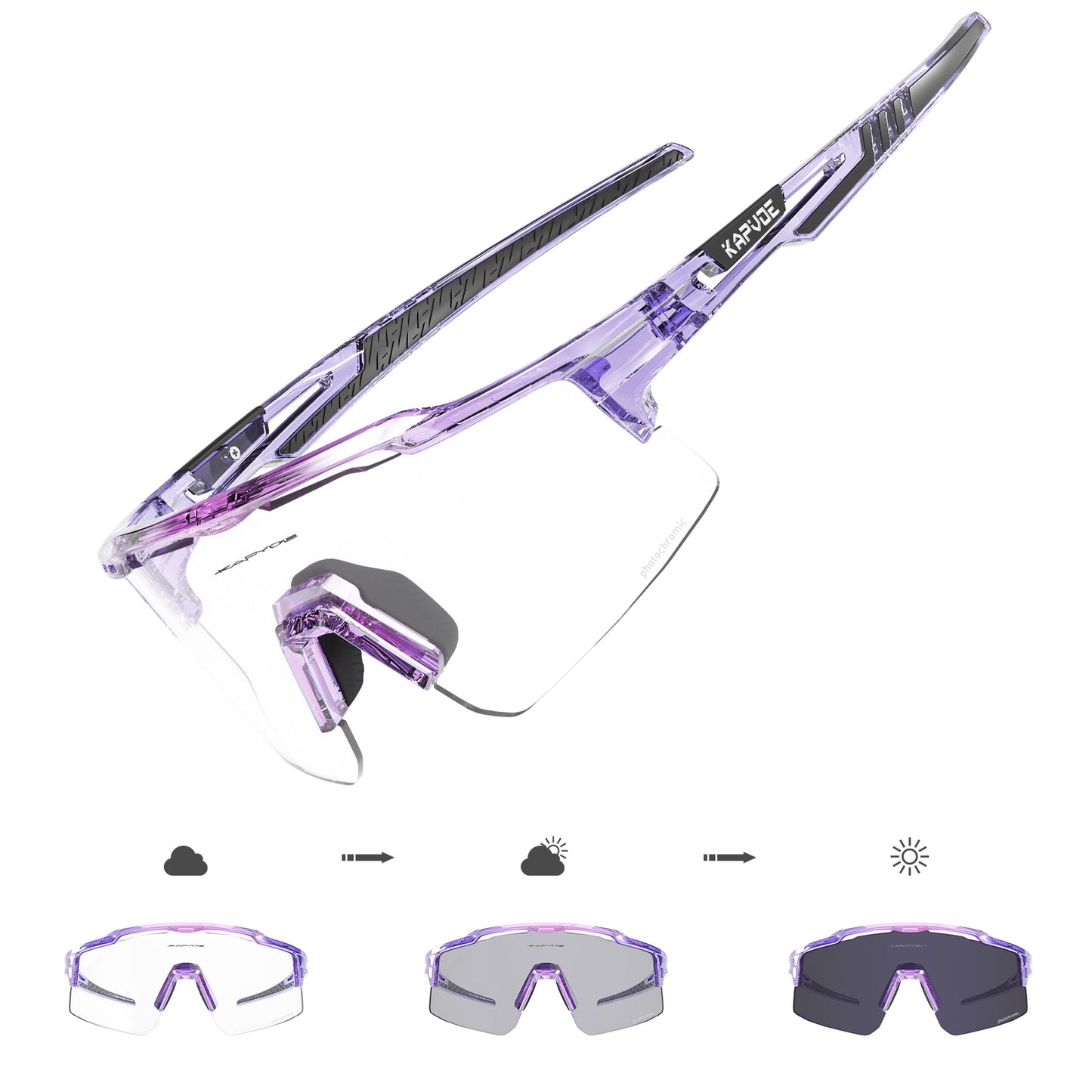 Kapvoe New Photochromic Men Women Sunglasses MTB Road Cycling Glasses Outdoor Sports Glasses UV400 Bicycle Eyewear Bike Goggles