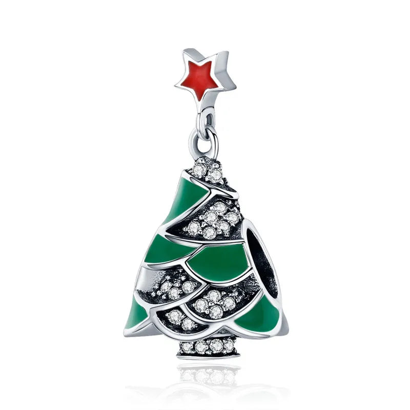 Bamoer 925 Sterling Silver Jewelry Christmas Collection Charm for Women Girl DIY Jewelry Fit Original Bracelet Bangle