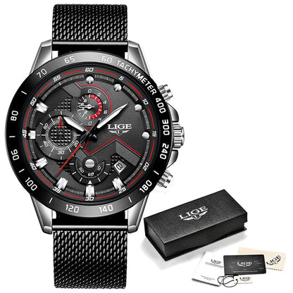 2022 LIGE New Blue Fashion Business Clock Mens Watches Top Brand Luxury All Steel Waterproof Quartz Gold Watch Relogio Masculino