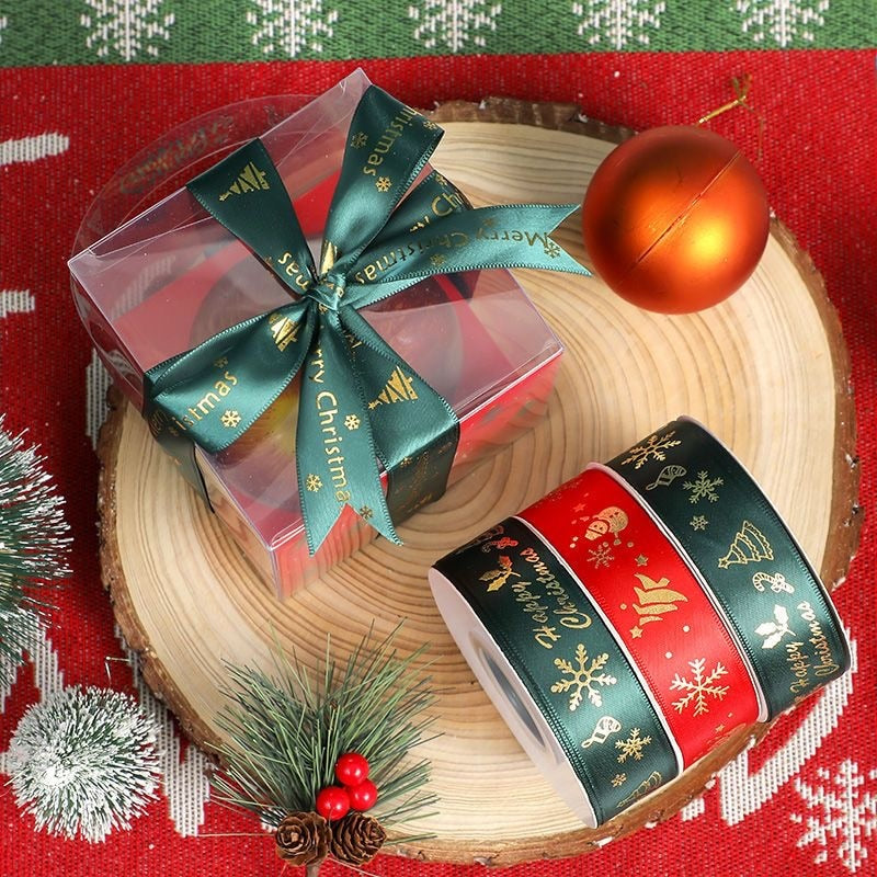 5yards 1inch 25mm Christmas Ribbon Printed Christmas Polyester Ribbon for Handmade Design Christmas Decoration DIY