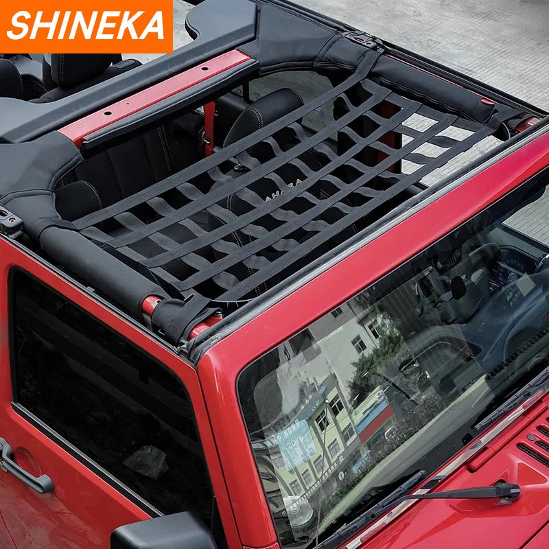 SHINEKA Top Roof Bed Waterproof Cover Rest Storage Network for Jeep Wrangler TJ JK JKU JL 1997-2019 Exterior Accessories