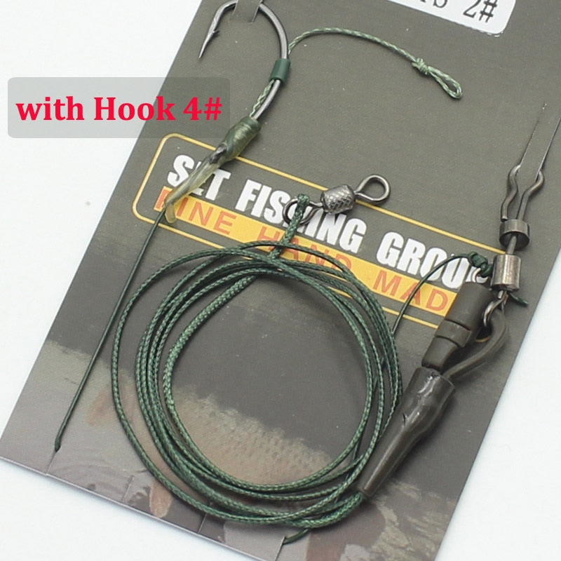 Ready Tie Carp Fishing Hair Rigs Terminal Tackle Link Hook Fishing Chod Loop Swivel Accessories Fishing Leadcore Multisize Hooks