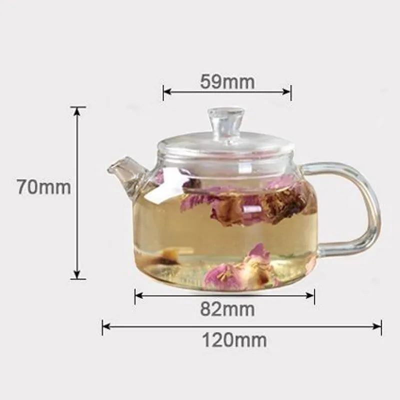 200ML Transparent Glass Teapot Water Jug Heat-Resistant Clear Kung Fu Tea Pot De