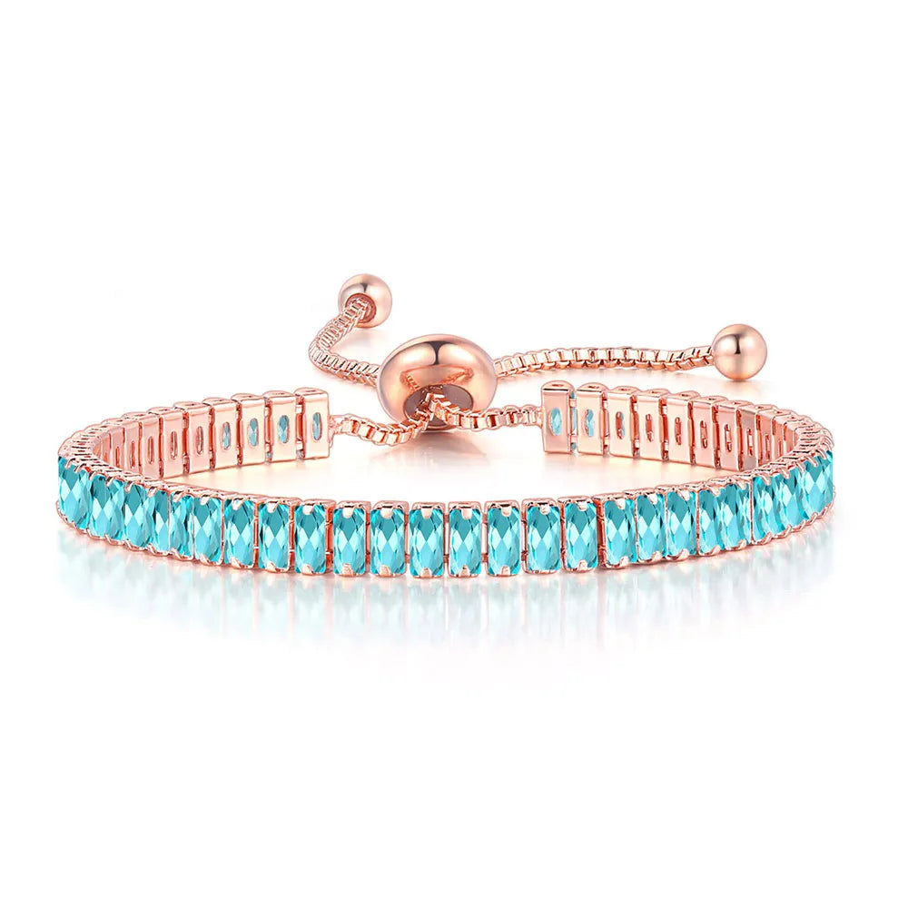 ZHOUYANG Tennis Bracelet for Woman Trendy Simple Adjustable Rose White Gold Color Bracelets Fashion Jewelry DZH009