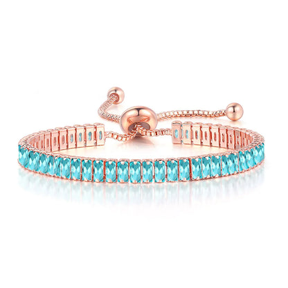 ZHOUYANG Tennis Bracelet for Woman Trendy Simple Adjustable Rose White Gold Color Bracelets Fashion Jewelry DZH009