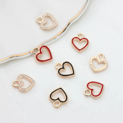 50pcs/Lot  Zinc Alloy Charms Enamel Mini Sweet Heart Hollow Charms for DIY Necklaces Bracelets Jewelry Making Accessories