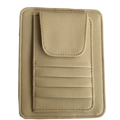 PU Car Vehicle Sun Visor Sunglasses Eyeglasses Glasses Holder Storage Clip Credit Card Package ID Storage Pen Bag With 3 Color