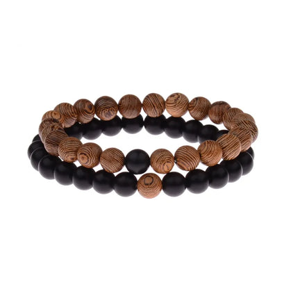 Couples Distance Bracelet Natural Wood Stone White and Black Yin Yang Beaded Bracelets for Men Women Best Friend Valentine's Day