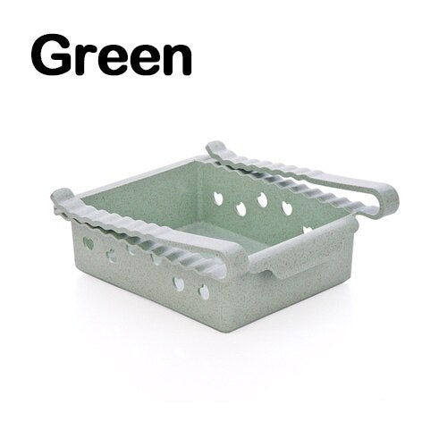 ABS Slide Storage Rack Organizer Adjustable Refrigerator Shelf Holder Drawer Organiser Space Saver Fruit Snack Kitchen Rack Shel