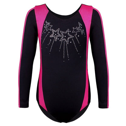BAOHULU Long Sleeve Girls Gymnastics Leotard Sparkle Children Ballet Leotard