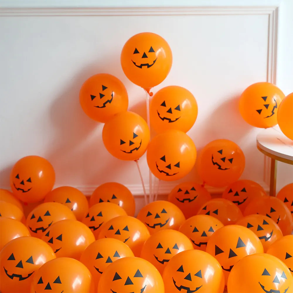 10pcs Halloween Pumpkin Latex Balloons Skeleton Bat Black Cat Ghost Helium Balloon Halloween Party Home Decoration Kids Toys
