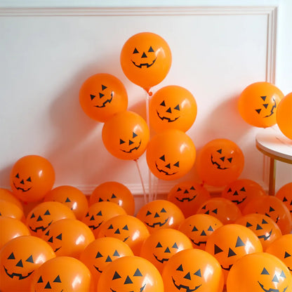 10pcs Halloween Pumpkin Latex Balloons Skeleton Bat Black Cat Ghost Helium Balloon Halloween Party Home Decoration Kids Toys