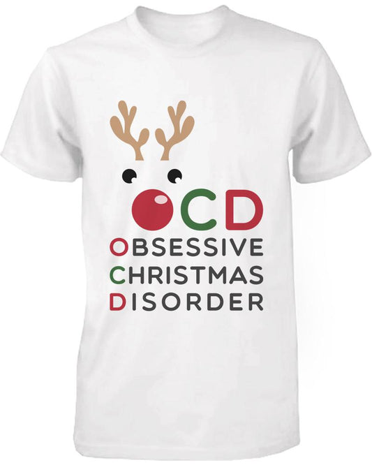 Funny Christmas Graphic Tees - Obsessive Christmas Disorder White Cotton T-Shirt