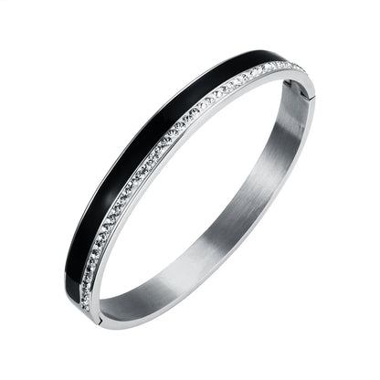 Beauty Stainless Steel Ceramic Resin Women Bracelets Luxury Ladies Crystal Charm Cuff Bangles Wedding Jewelry