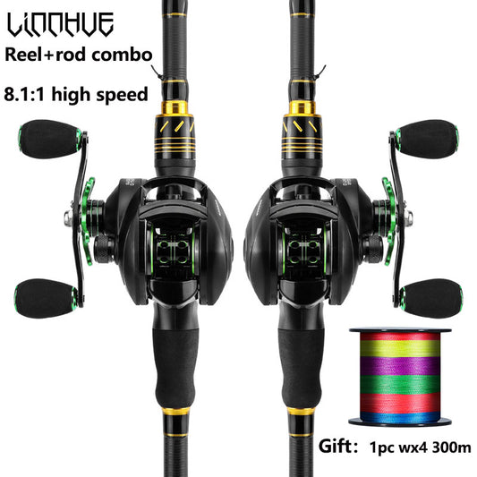 LINNHUE Fishing Rod Combo Baitcasting Reel Rod Set Fishing Reel 8KG Max Drag Freshwater Saltwater Carp Fishing Reels for Pesca