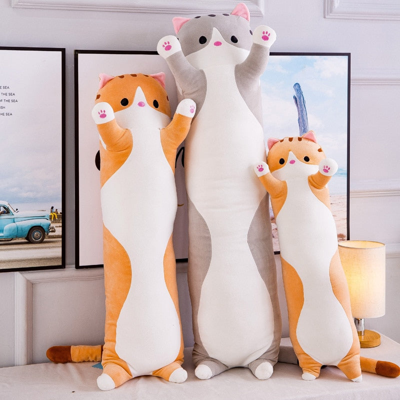 Big Animal Cat Plush Toys Cute Creative Long Soft Toys Office Lunch Break Nap Sleeping Pillow Cushion Stuffed Doll for Kids