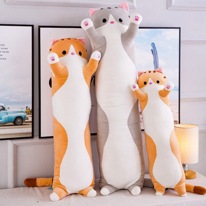 Big Animal Cat Plush Toys Cute Creative Long Soft Toys Office Lunch Break Nap Sleeping Pillow Cushion Stuffed Doll for Kids