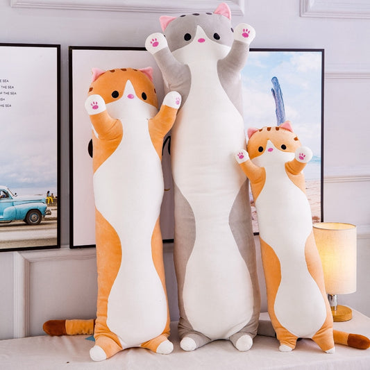 Big Animal Cat Plush Toys Cute Creative Long Soft Toys Office Lunch Break Nap Sleeping Pillow Cushion Stuffed Doll for Kids