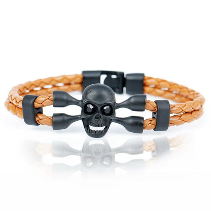 XQNI Brand Pop Skull Leather Men Bracelet High Quality Popular Boys Courage Knighthood Skeleton Male Charm Bracelet Jewelry