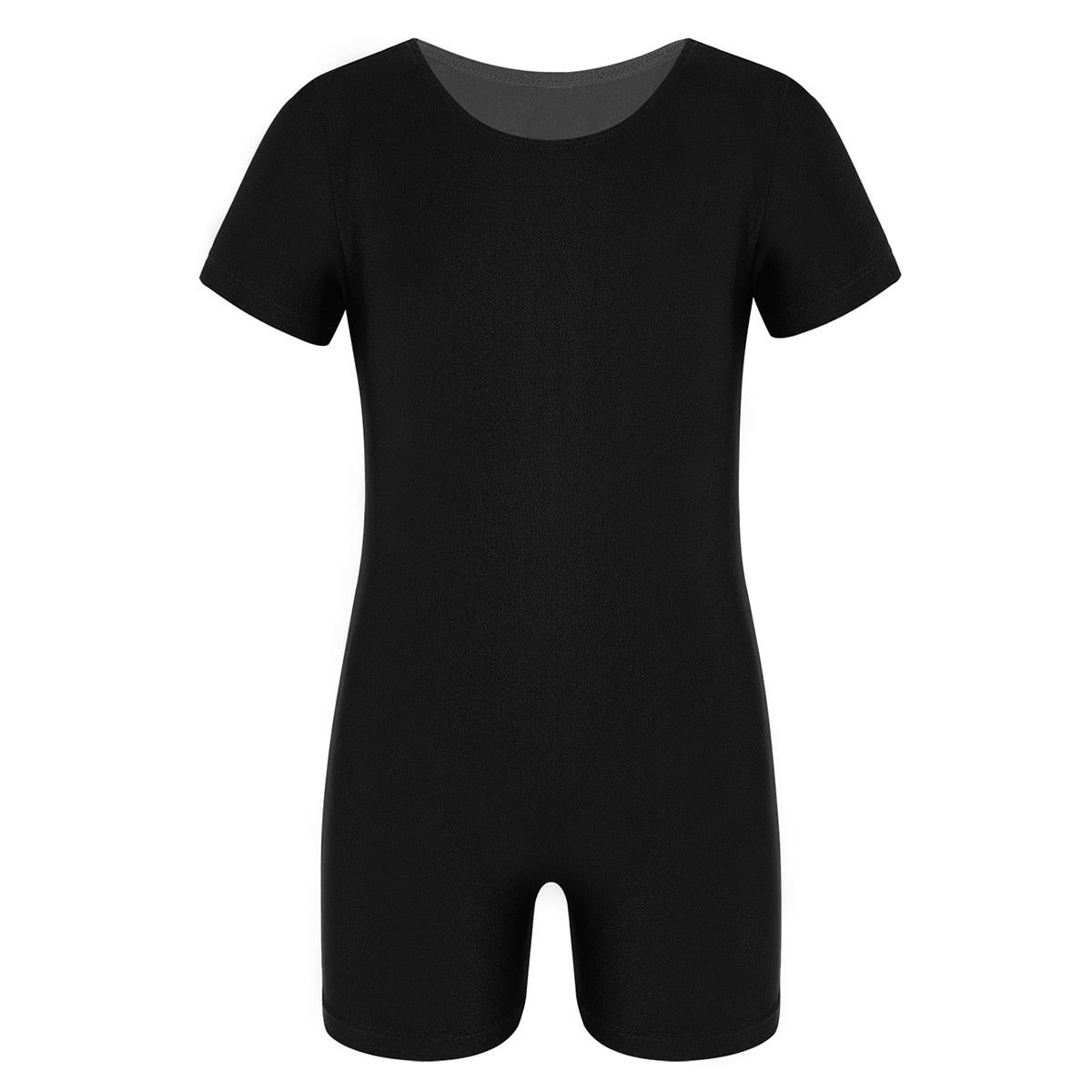 Children Dance Wear Short Sleeves Solid Color Stretchy Ballet Gymnastics