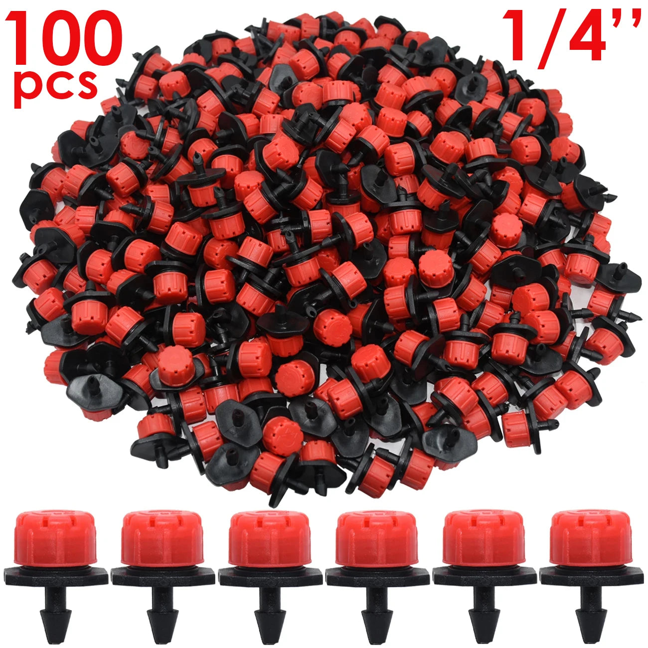 30-500pcs Adjustable 1/4 Irrigation Misting Dripper Sprinkler Head Micro Flow Drip Head Garden Watering Tool Lawn Greenhouse