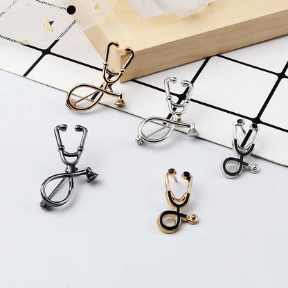High Quality 2 Style Brooches Doctor Nurse Stethoscope Brooch Medical Jewelry Enamel Pin Denim Jackets Collar Badge Pins Button