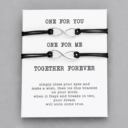 Pipitree 2pcs/Set Together Forever Love Infinity Bracelet for Lovers Red String Couple Bracelets Women Men's Wish Jewelry
