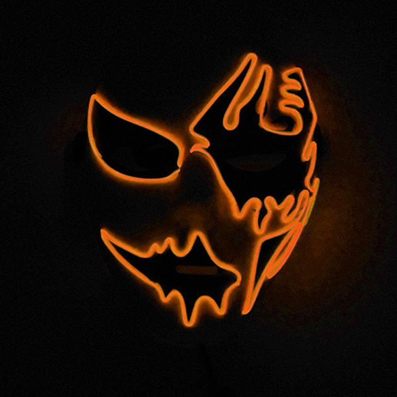 Neon Light LED Mask LED Halloween Scary Mask Cosplay Party Masque Masquerade Masks Halloween Costume Carnival Glow Party Props