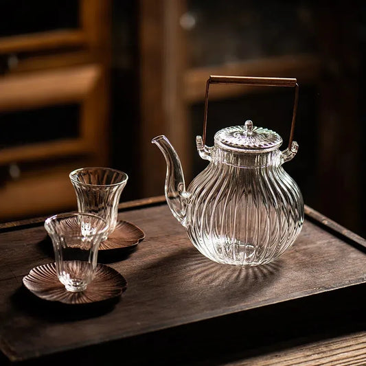 750ml Heat Resistant Glass Teapot Cup Set Handmade Chrysanthemum Petals Shape Go