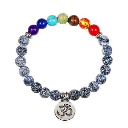 Natural Stone Tiger Eye 7 Chakra Bracelets & Bangles Yoga Balance Beads Buddha Prayer Elastic Bracelet Men Pulseira Masculina