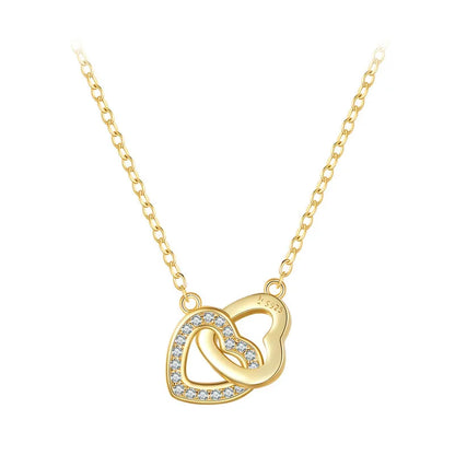 Bamoer 925 Sterling Silver Connected Heart Pendant Necklace for Girlfriend Valentine's Day Fine Jewelry SCN181