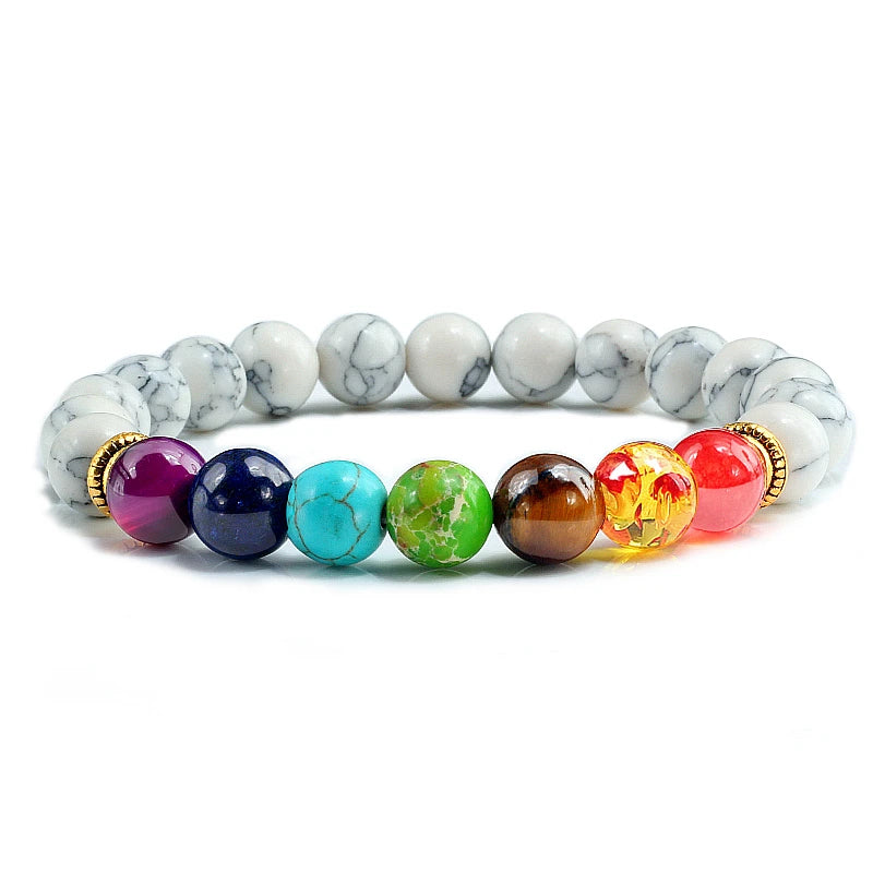 Natural Stone Tiger Eye 7 Chakra Bracelets & Bangles Yoga Balance Beads Buddha Prayer Elastic Bracelet Men Pulseira Masculina