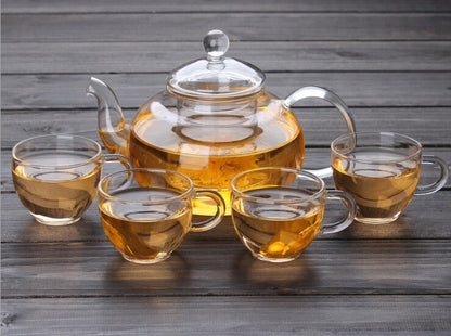 Tea Set High Borosilicate Glass Tea Pot Set Infuser Coffee Tea Leaf Herbal 6 Cups Warmer Teapot Kitchen Accessories Home