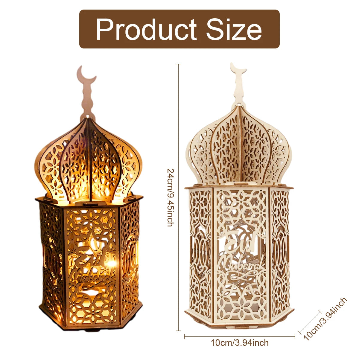 Wooden Palace Ornament Ramadan Decoration for Home 2024 Aid Eid Mubarak Ramadan Kareem Islamic Muslim Festival Party Decor