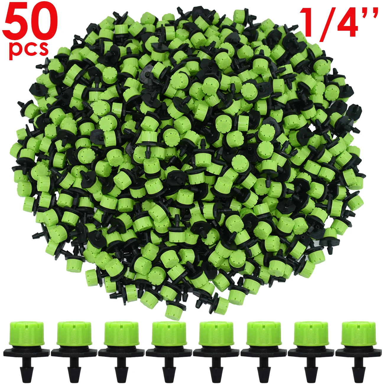 30-500pcs Adjustable 1/4 Irrigation Misting Dripper Sprinkler Head Micro Flow Drip Head Garden Watering Tool Lawn Greenhouse