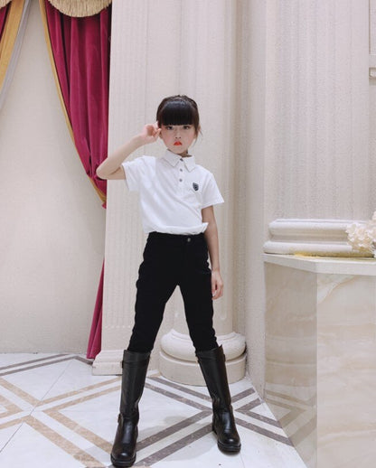 Children's Sports POLO Junior Race Equestrian Short-Sleeved T-Shirt Cotton Children's Equestrian Clothing Top