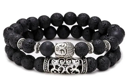 Noter 2pcs/Set Couples Distance Bracelet Men Women Natural Lava Braclet Stone Tiger Eye Brazalete Strand Braslet Pulseira