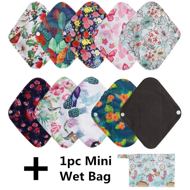 [Simfamily]10PCS Reusable Pads Bamboo Charcoal Sanitary Pads Mama Menstrual Cotton Pads Washable Panty Liner Pads Health Feminin
