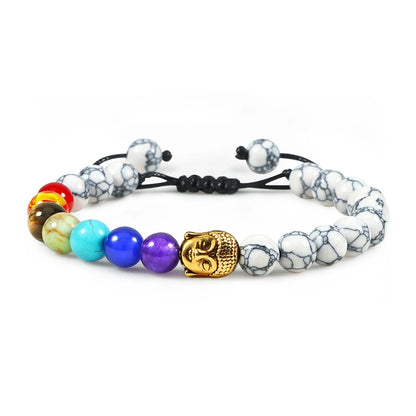 Natural Stone Tiger Eye 7 Chakra Bracelets & Bangles Yoga Balance Beads Buddha Prayer Elastic Bracelet Men Pulseira Masculina